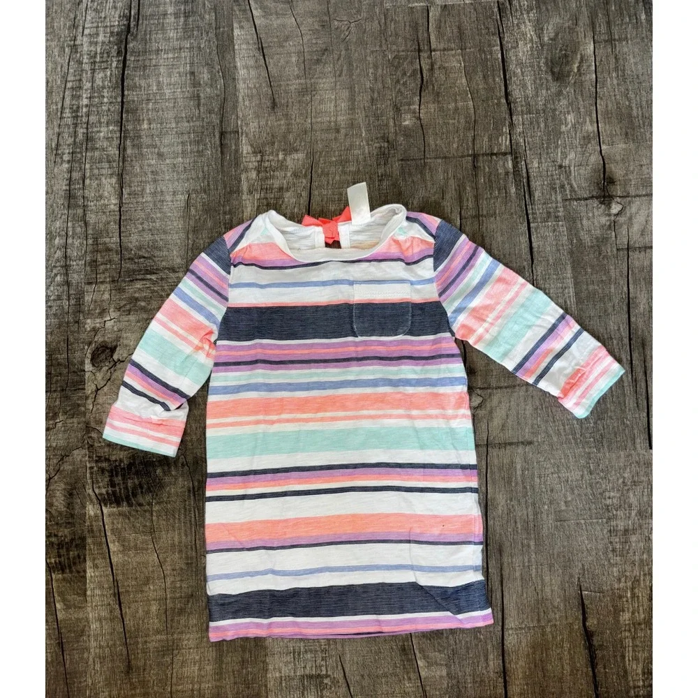 OshKosh Bgosh Toddler Girls Striped Long Sleeve Shirt Multicolor Bow Back 3T